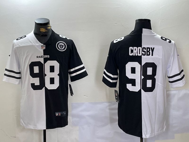 Men Oakland Raiders #98 Crosby Black White Nike 2024 Limited NFL Jersey style 3